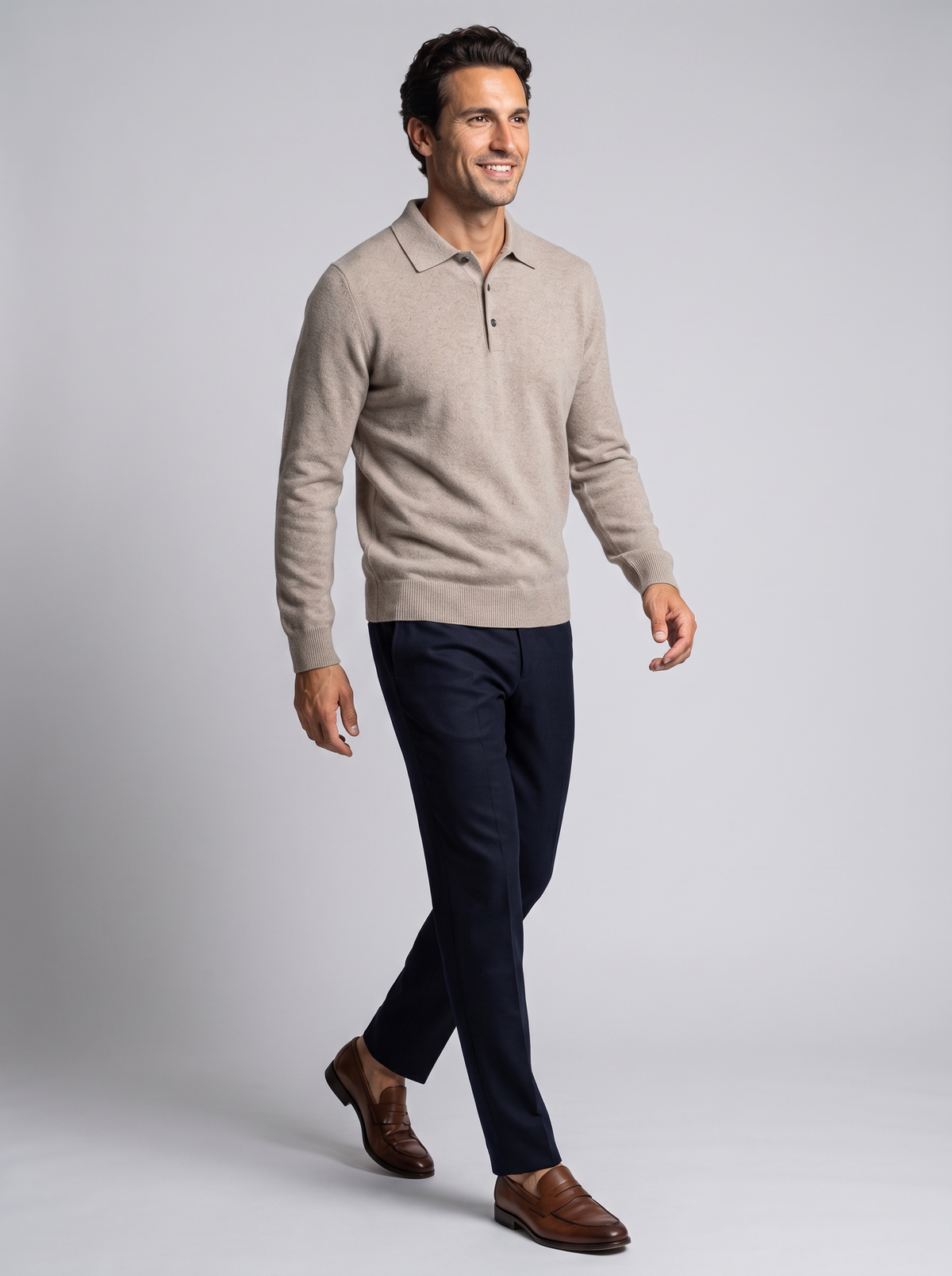 Men's Wool & Cashmere Polo Sweater – Premium Knitted Jumper