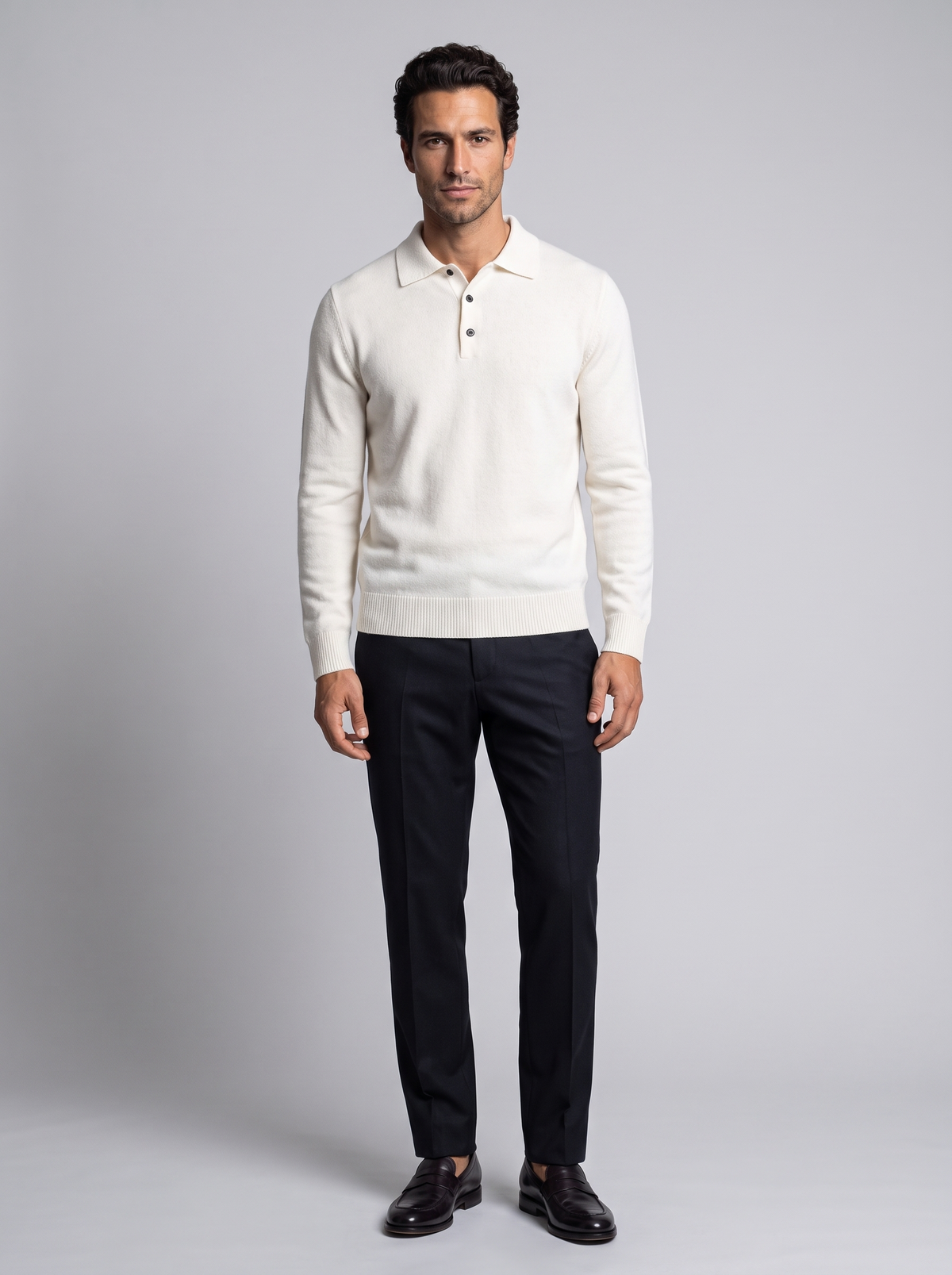 Men's Wool & Cashmere Polo Sweater – Premium Knitted Jumper