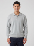 Men’s Loose-Fit Button-Up Polo Sweater