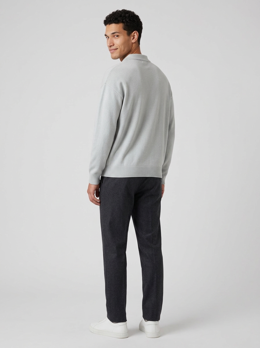 Men’s Loose-Fit Button-Up Polo Sweater
