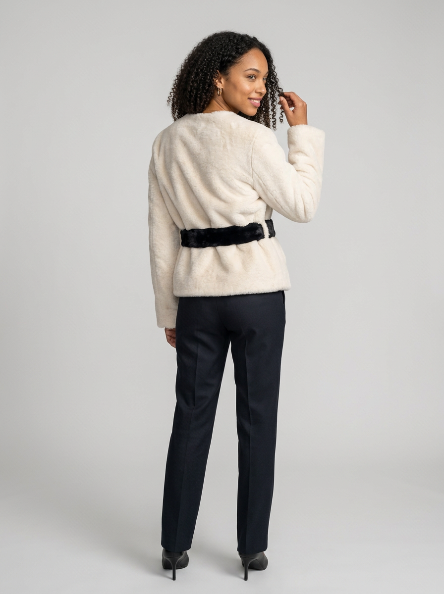 Women's Faux Fur Toggle Button Jacket