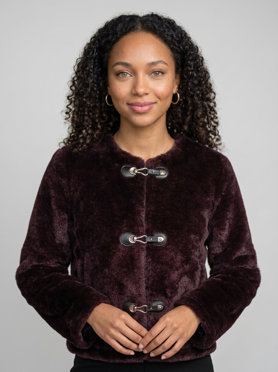 Women's Faux Fur Toggle Button Jacket