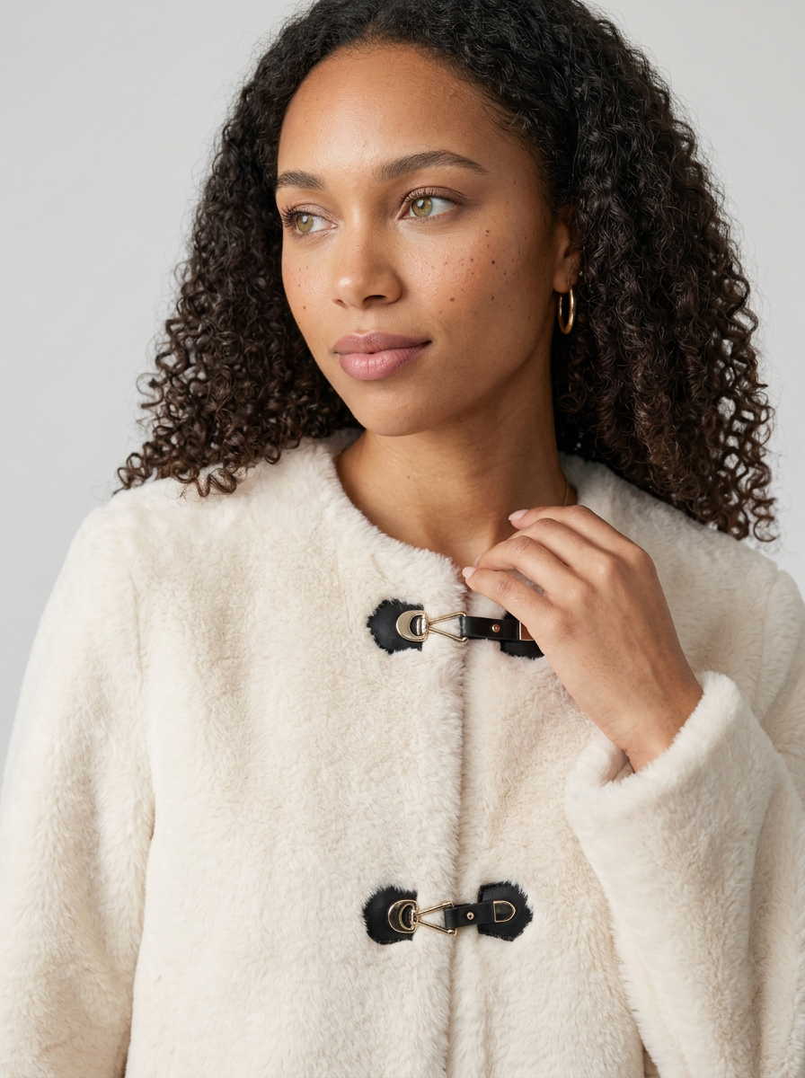 Women's Faux Fur Toggle Button Jacket
