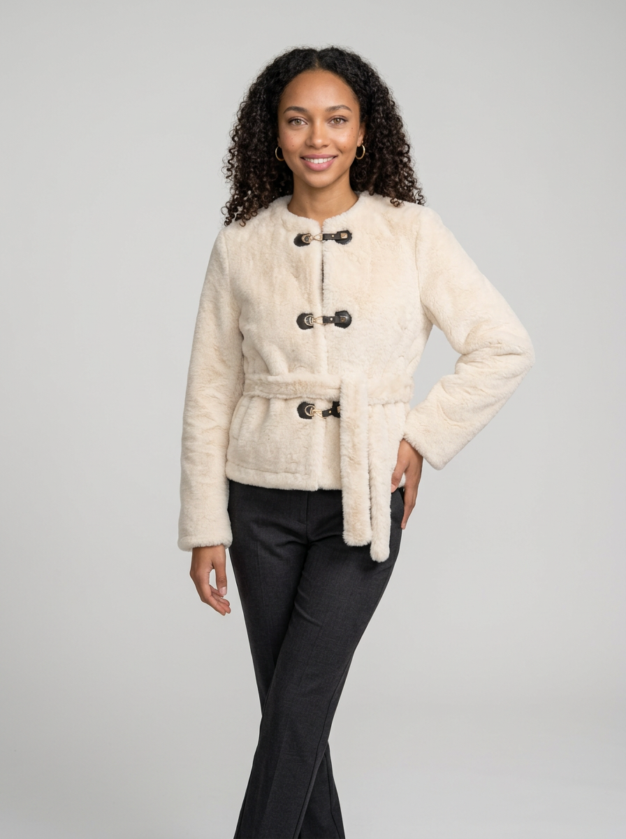 Women's Faux Fur Toggle Button Jacket