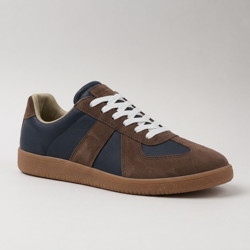 Men's Lightweight Lace-Up Trainers in Grey Brown