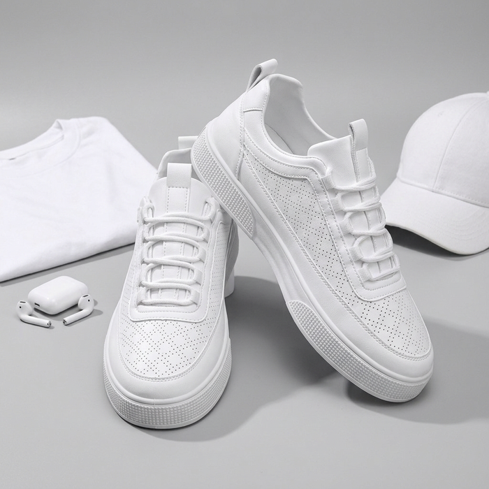 Men's Breathable Mesh Trainers in White – product shot