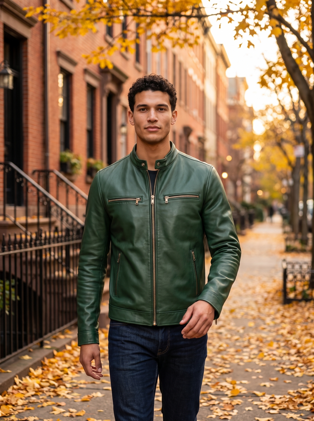 Men's Faux Leather Biker Jacket – Classic Moto Style, Full-Zip