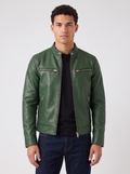 Men's Faux Leather Biker Jacket – Classic Moto Style, Full-Zip
