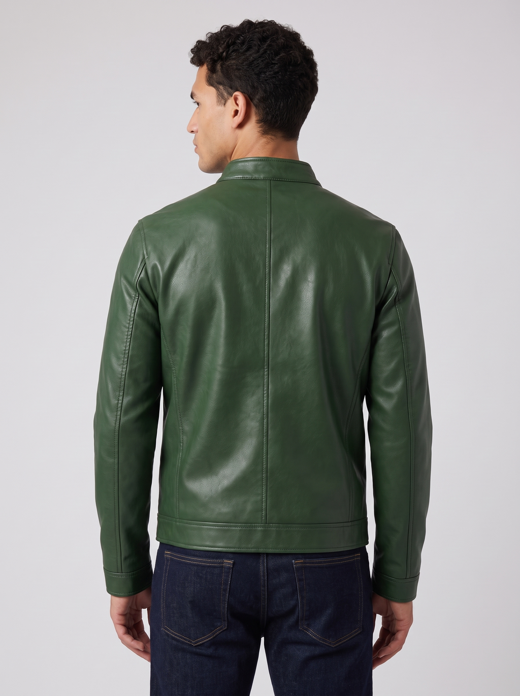 Men's Faux Leather Biker Jacket – Classic Moto Style, Full-Zip