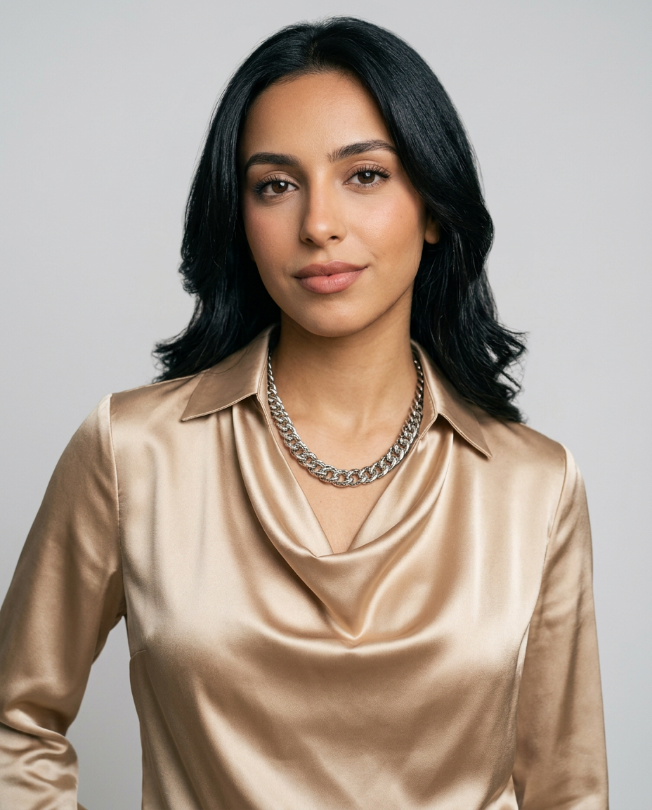 Elegant Satin Blouse – Waterfall Neckline