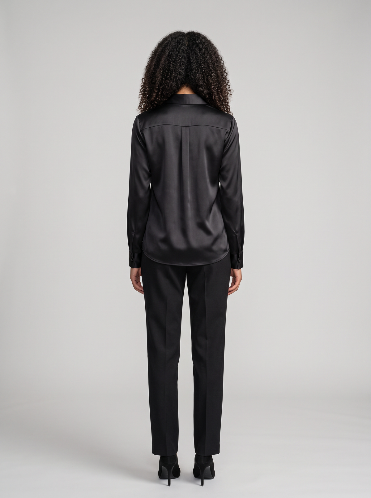 Women's Collared Satin Shirt Blouse – view 2