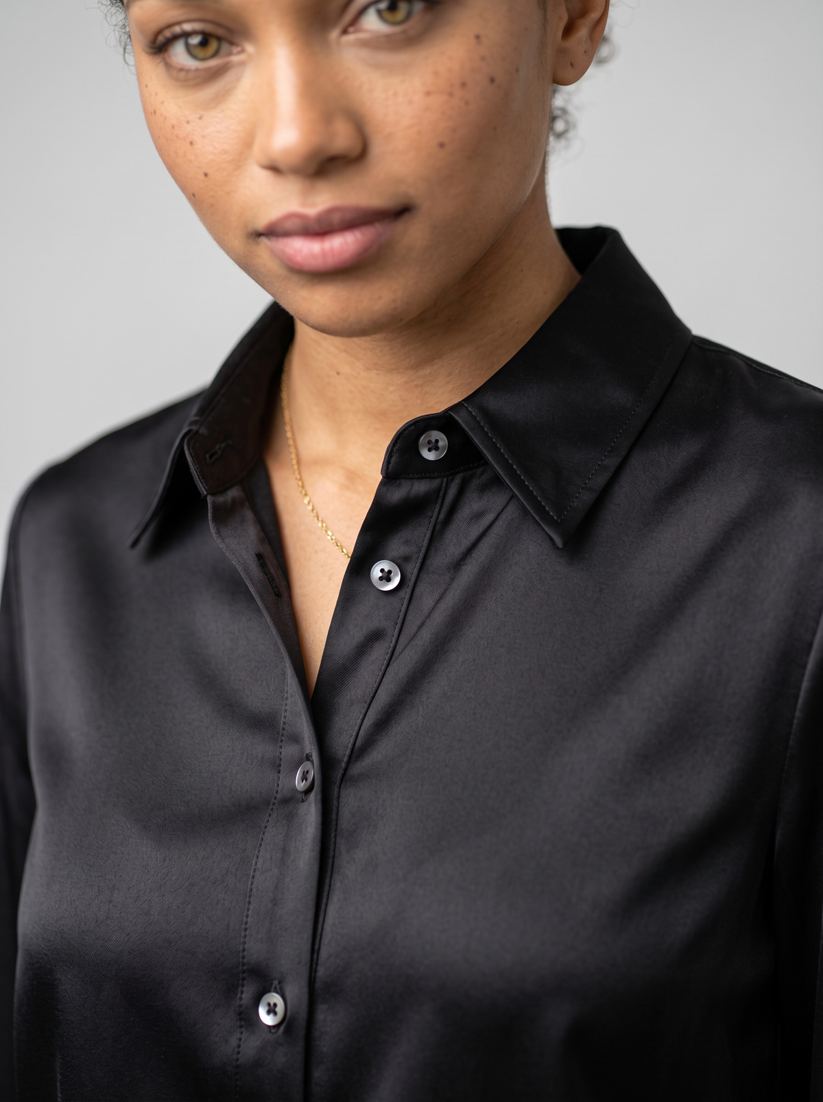 Women's Collared Satin Shirt Blouse – view 5