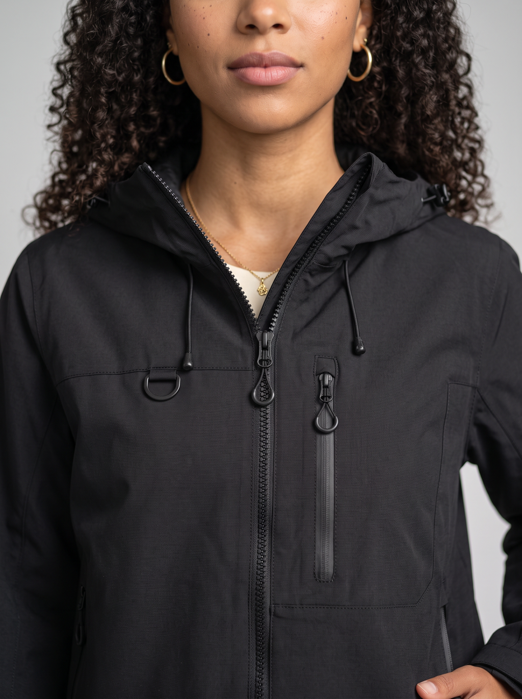 Women's Short Hooded Waterproof Rain Jacket