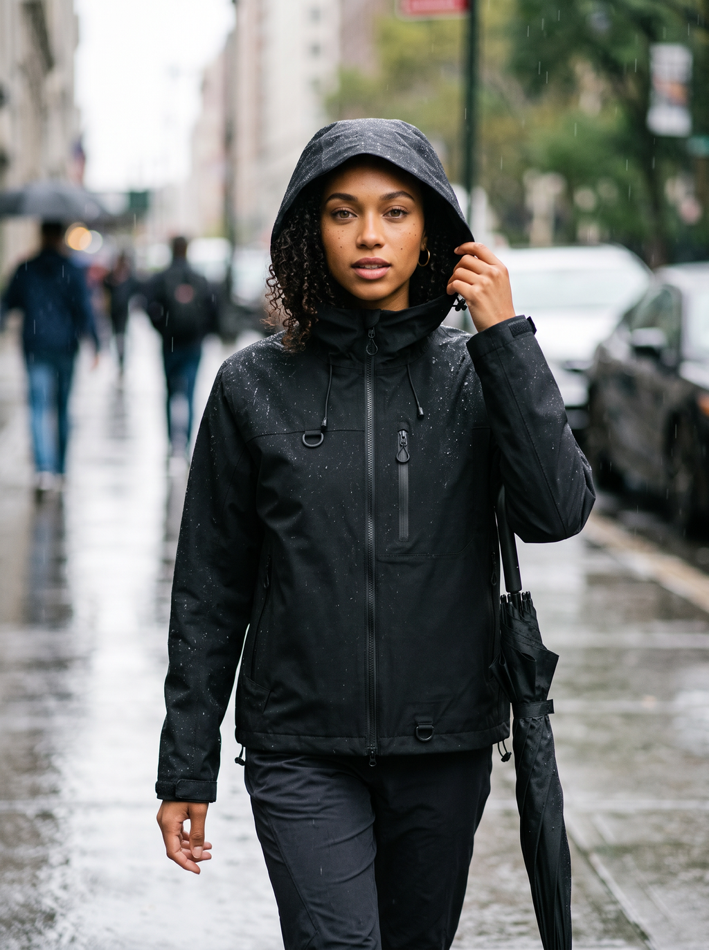 Women's Short Hooded Waterproof Rain Jacket