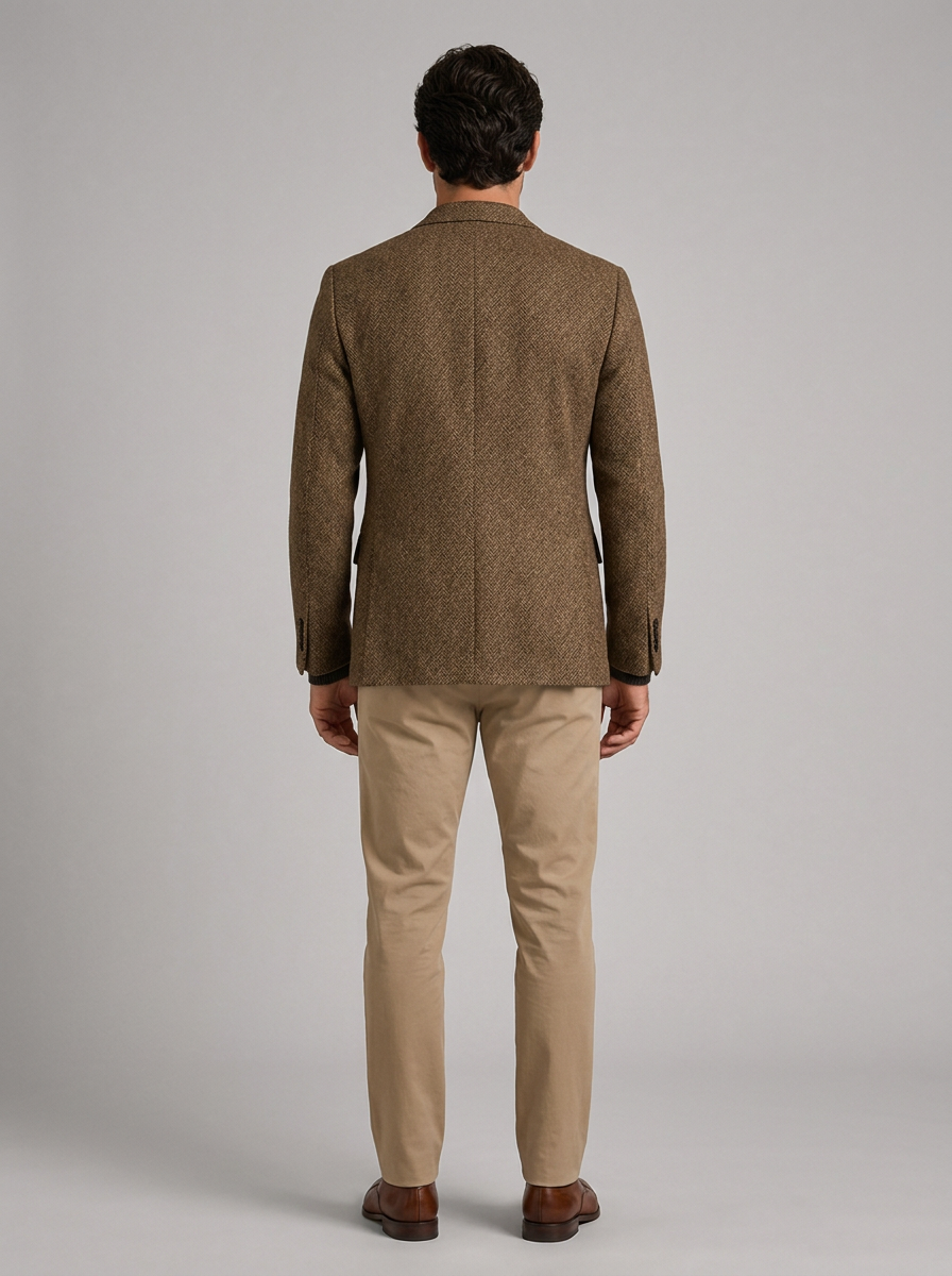 Men's Herringbone Blazer – Wool Blend Tailored
