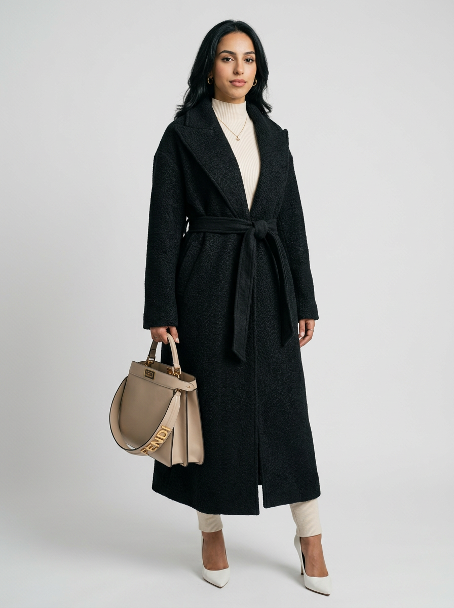 Women's Belted Long Wool Coat