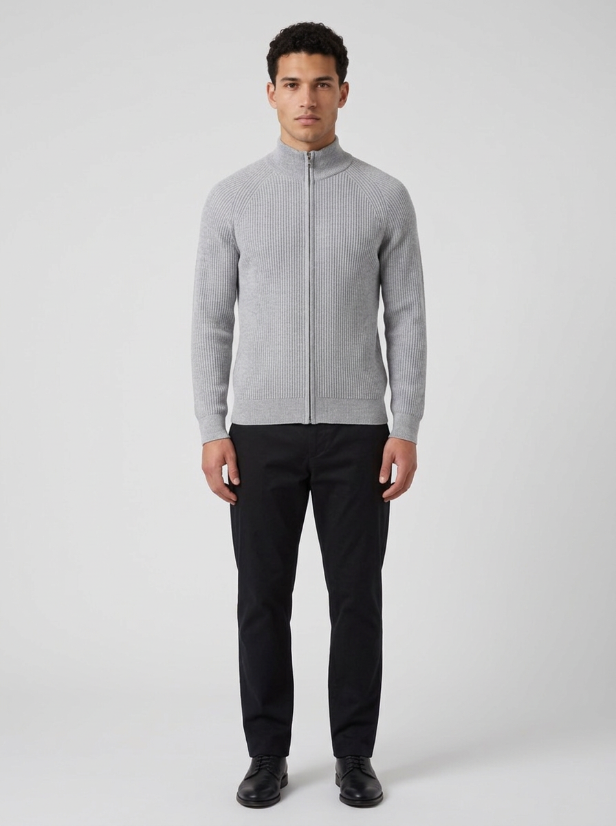Men's Full-Zip Ribbed Cardigan