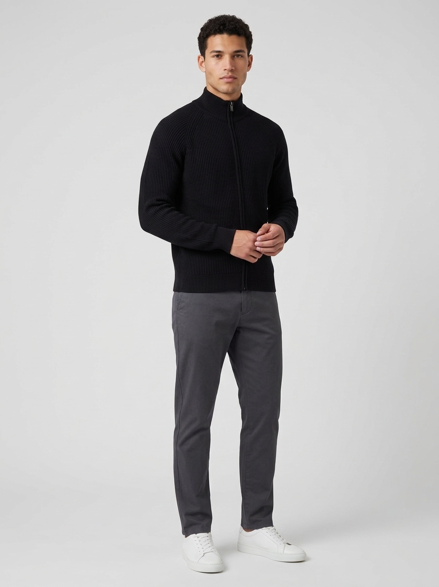Men's Full-Zip Ribbed Cardigan