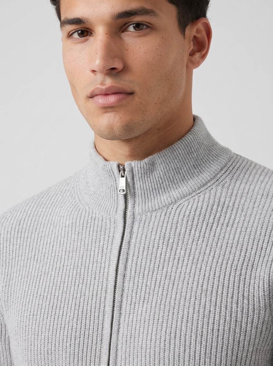 Men's Full-Zip Ribbed Cardigan