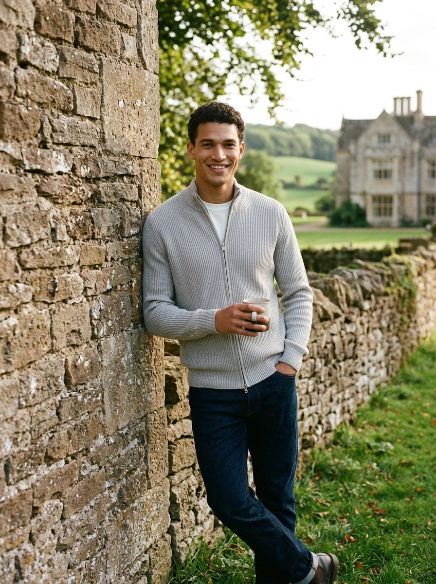 Men's Full-Zip Ribbed Cardigan