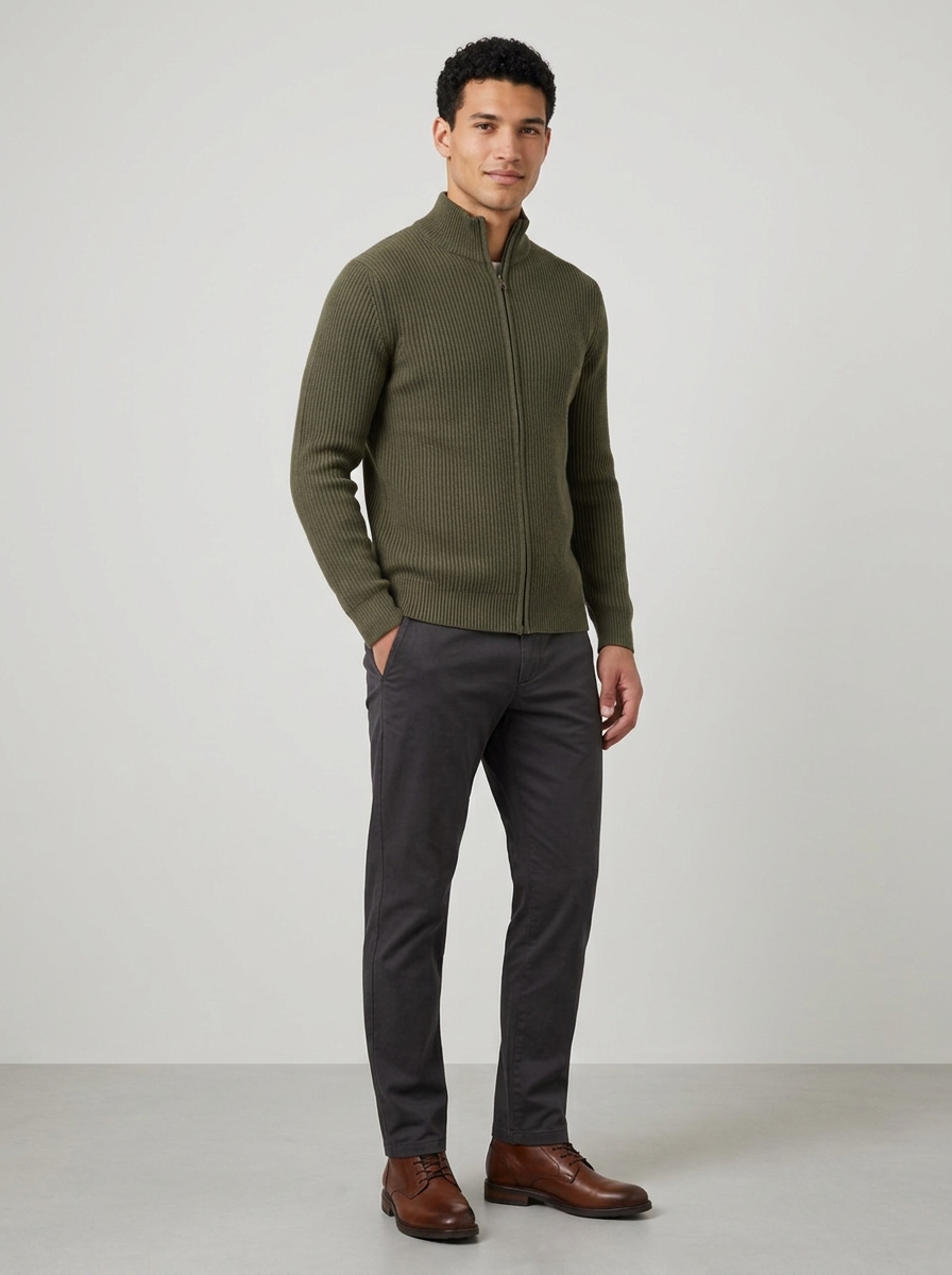 Men's Full-Zip Ribbed Cardigan