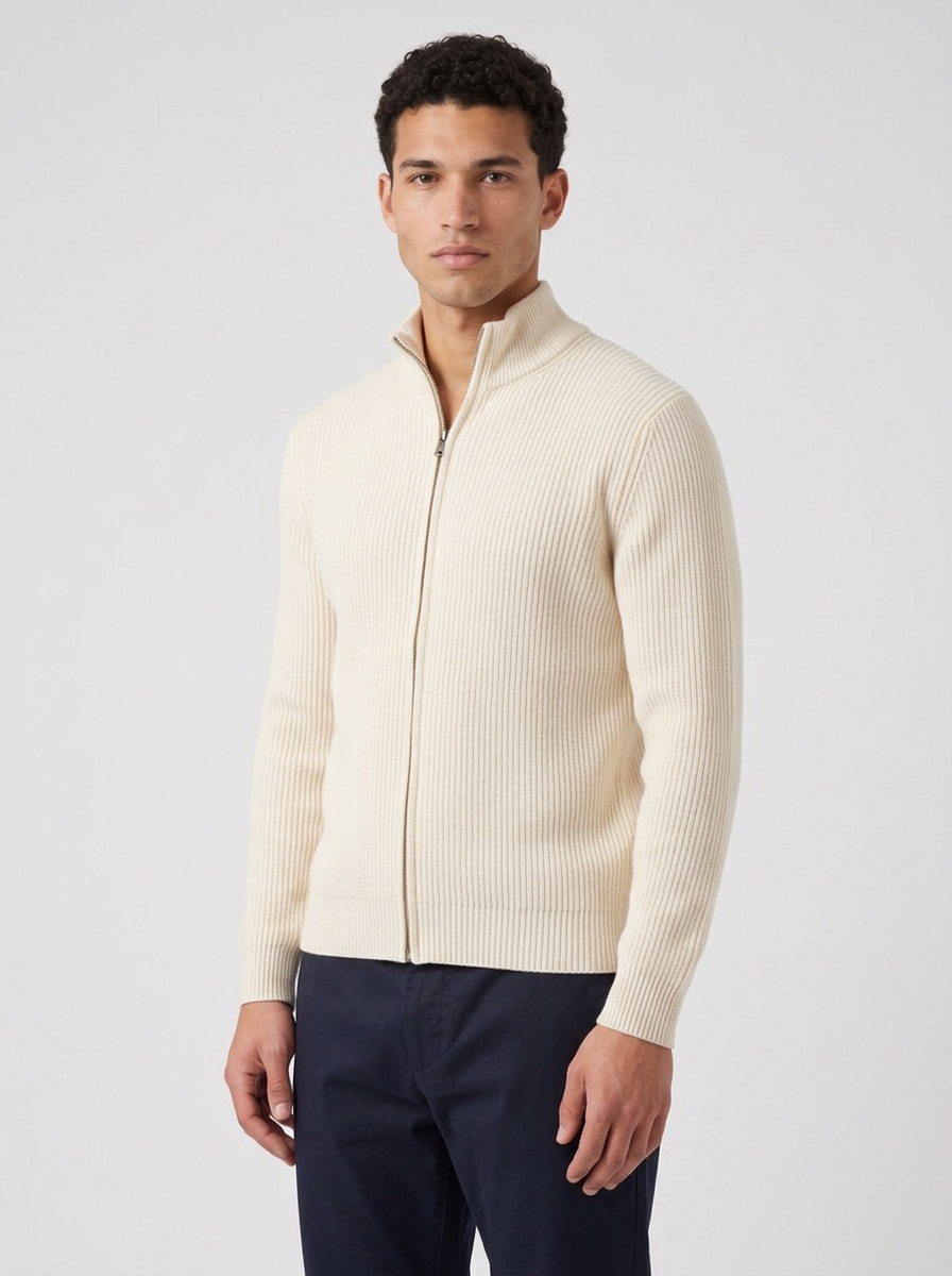 Men's Full-Zip Ribbed Cardigan