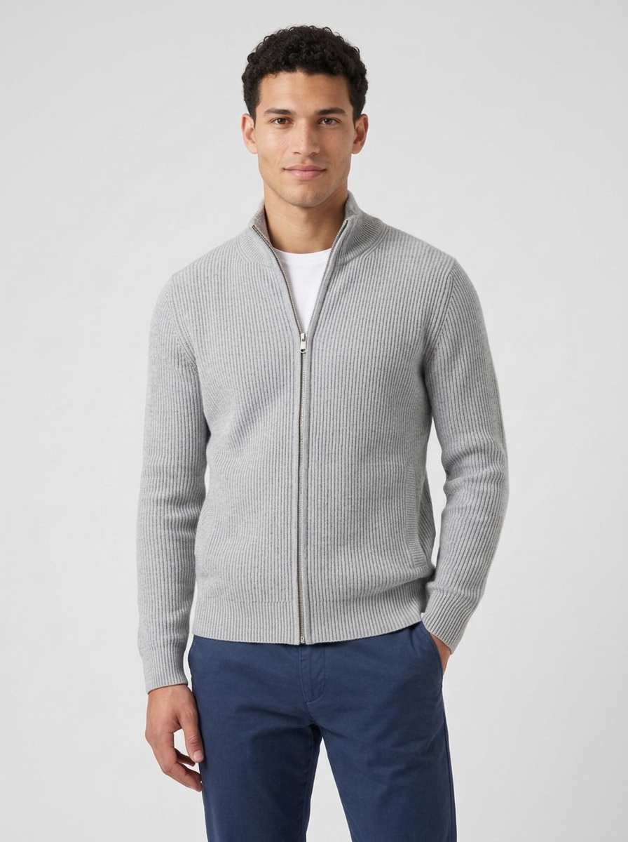 Men's Full-Zip Ribbed Cardigan