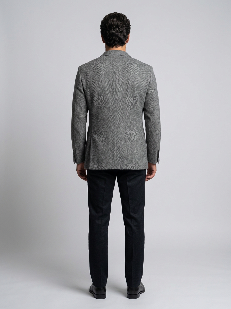 Men's Herringbone Tailored Blazer - Smart Casual Suit Jacket