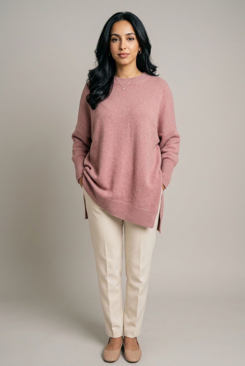 Women's Oversized Wool Cashmere Jumper in Pink