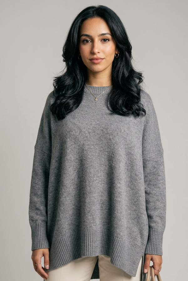 Women's Oversized Wool Cashmere Jumper in Gray