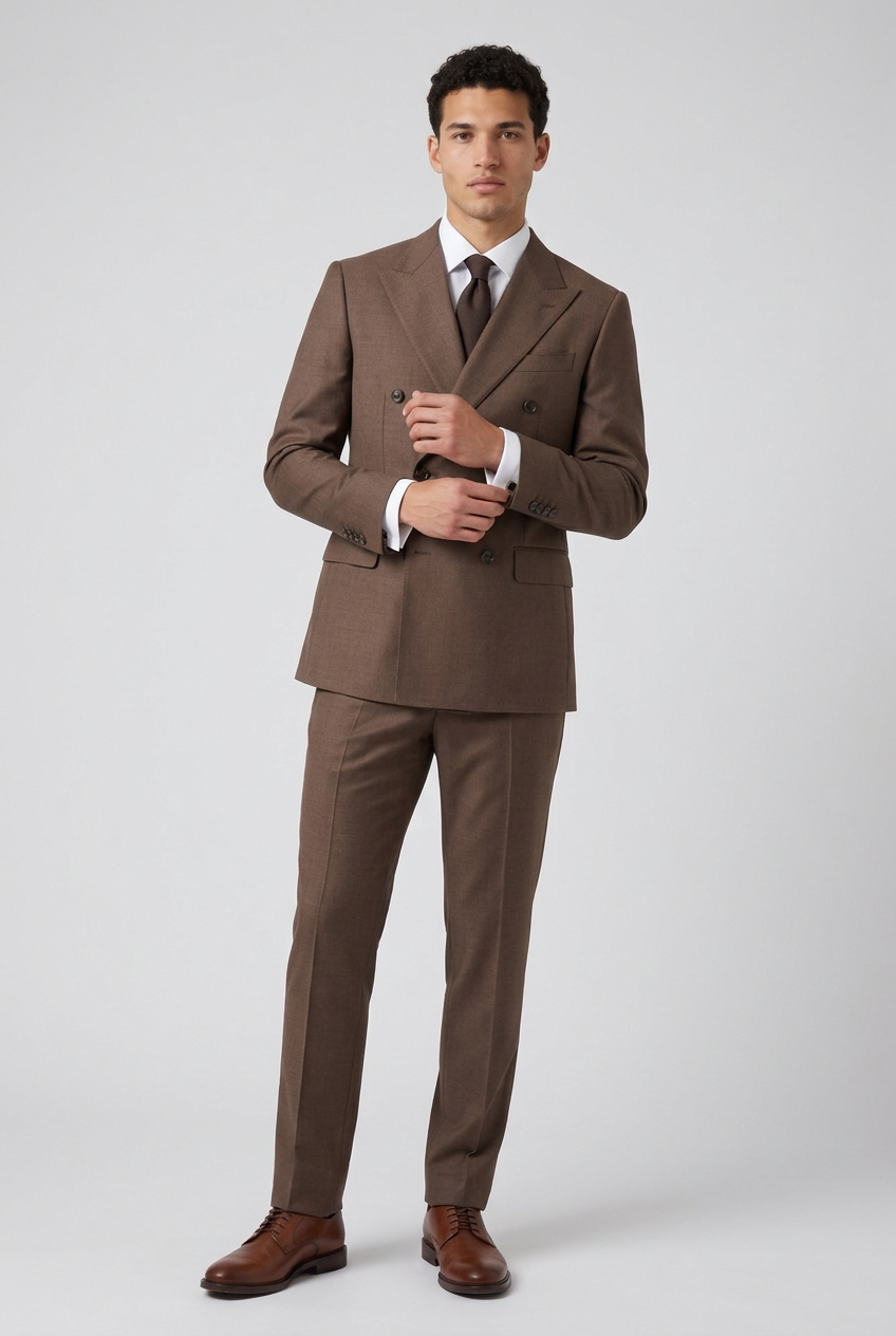 Men's Two Piece Suit Set Double Breasted Peaked Lapel Tailored