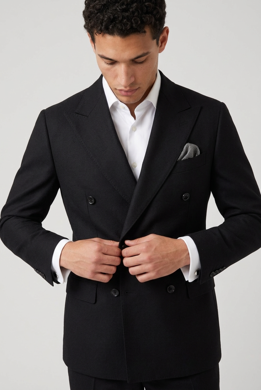 Men's Two Piece Suit Set Double Breasted Peaked Lapel Tailored