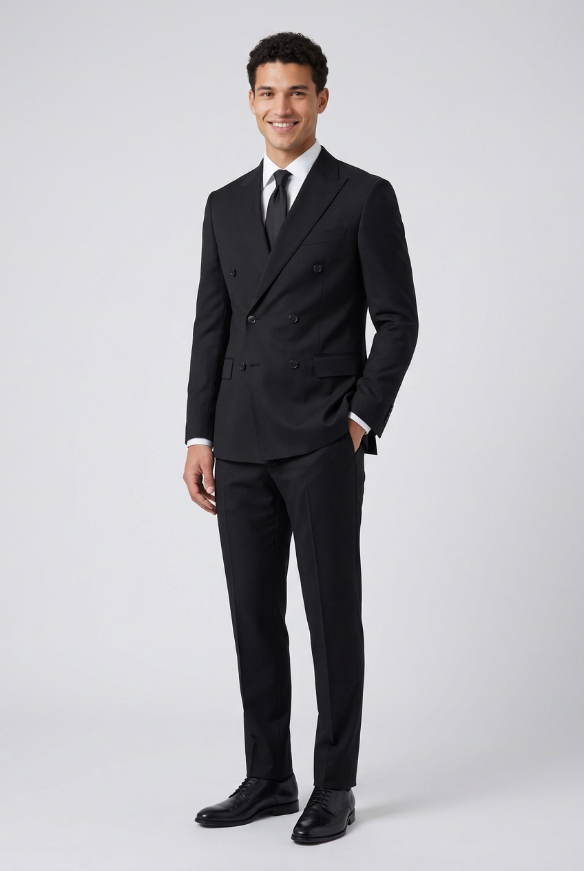 Men's Two Piece Suit Set Double Breasted Peaked Lapel Tailored