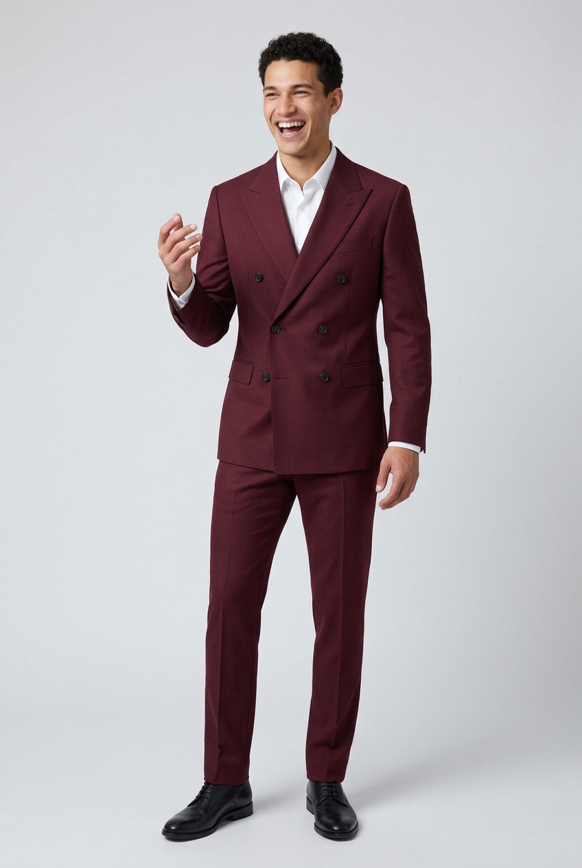 Men's Two Piece Suit Set Double Breasted Peaked Lapel Tailored