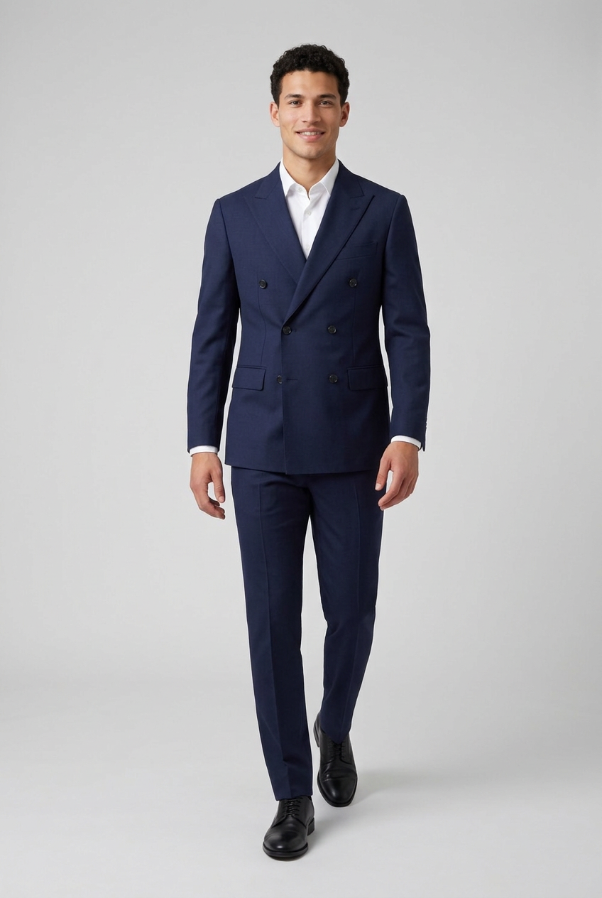 Men's Two Piece Suit Set Double Breasted Peaked Lapel Tailored