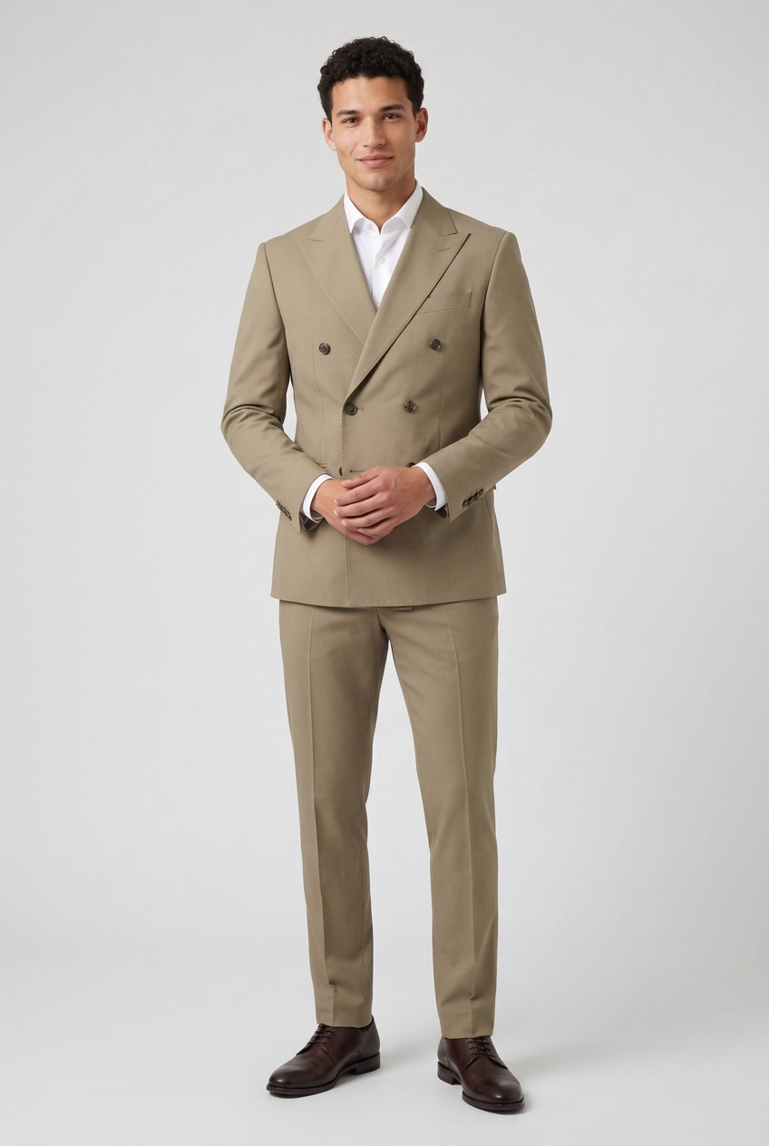 Men's Two Piece Suit Set Double Breasted Peaked Lapel Tailored