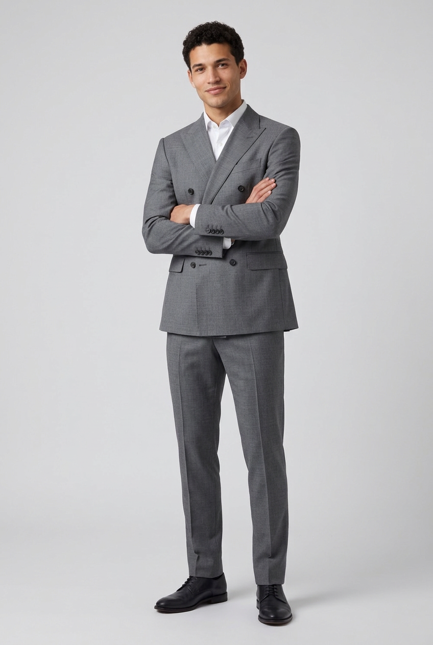 Men's Two Piece Suit Set Double Breasted Peaked Lapel Tailored