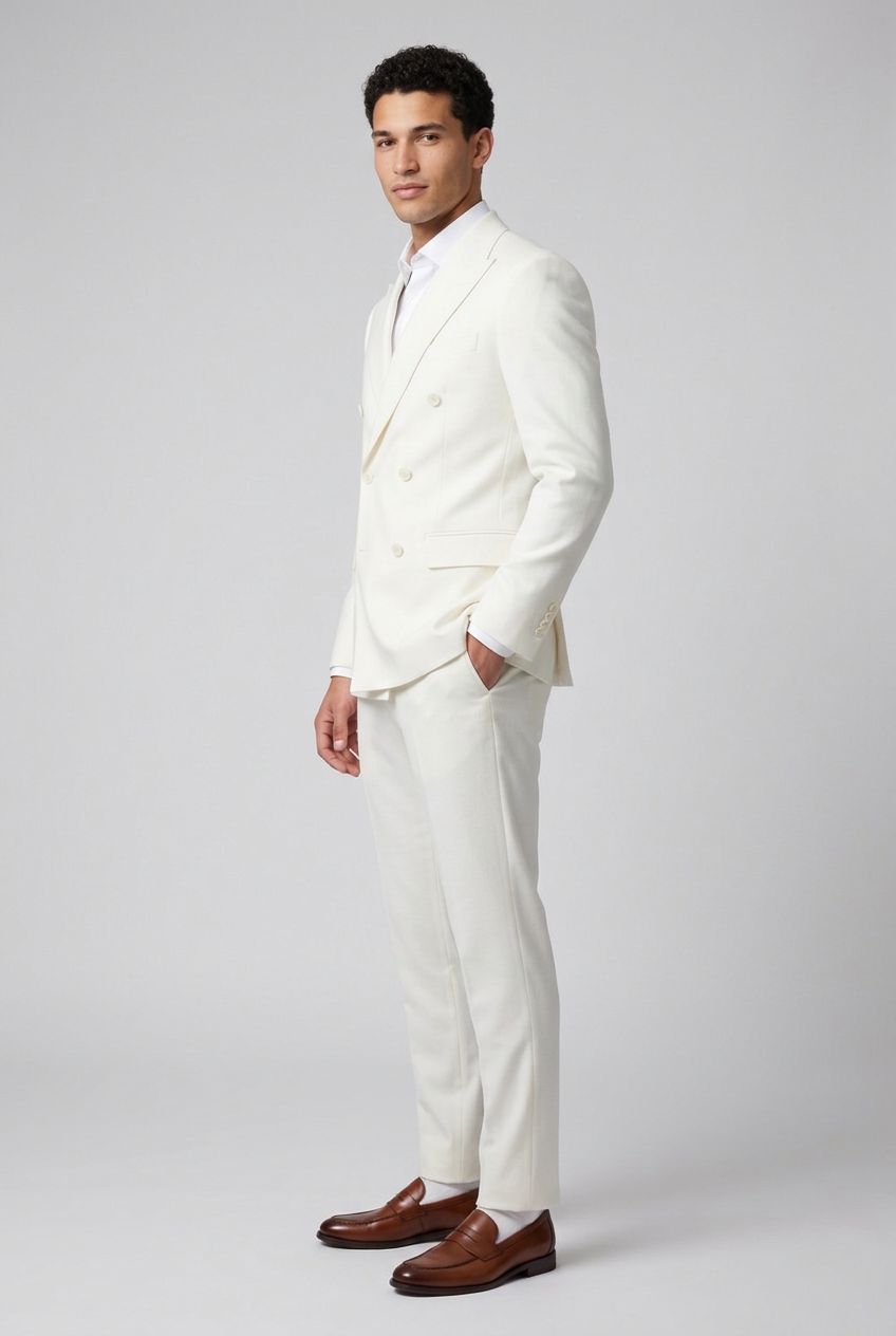 Men's Two Piece Suit Set Double Breasted Peaked Lapel Tailored