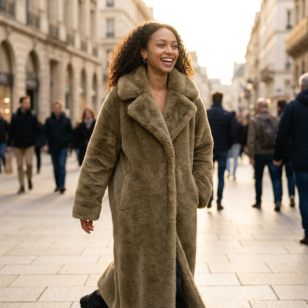 Women’s Long Faux Fur Overcoat