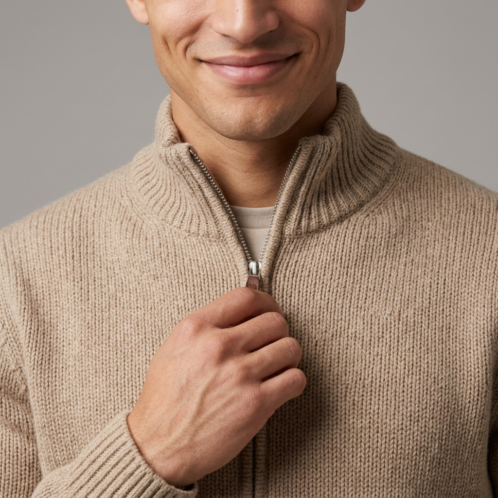 Men's Premium Wool Zip-Up Cardigan – Cozy Chunky Knit