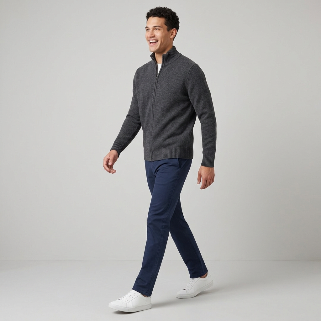 Men's Premium Wool Zip-Up Cardigan – Cozy Chunky Knit