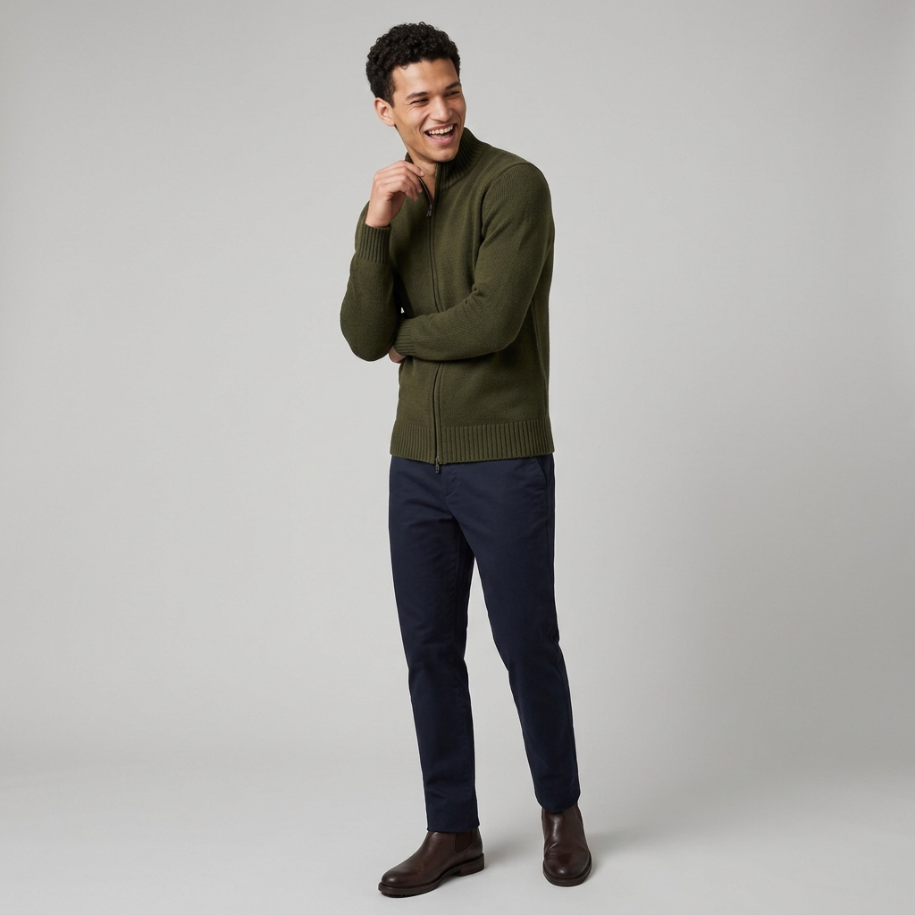 Men's Premium Wool Zip-Up Cardigan – Cozy Chunky Knit