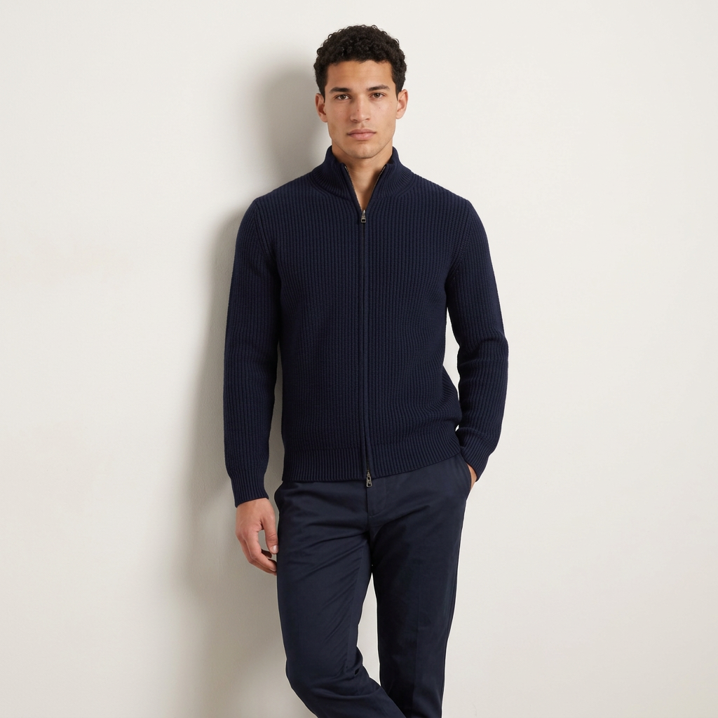 Men's Premium Wool Zip-Up Cardigan – Cozy Chunky Knit