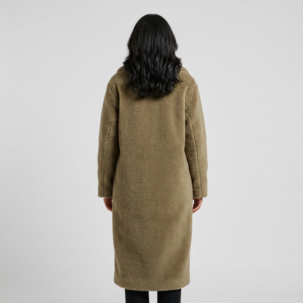 Women’s Long Double-Breasted Teddy Coat