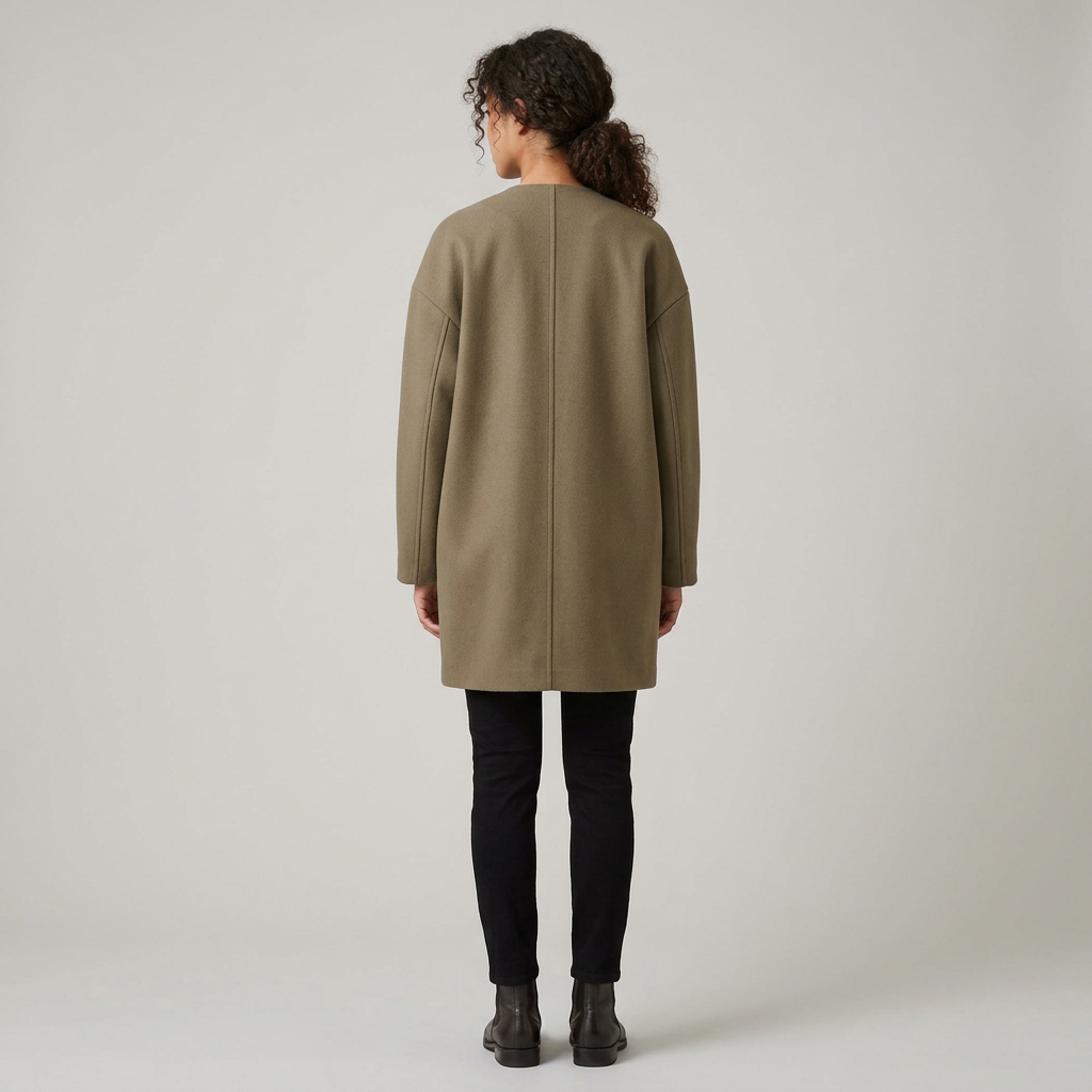 Women's Wool Blend with Button Closure Longline Coat, Relaxed Fit