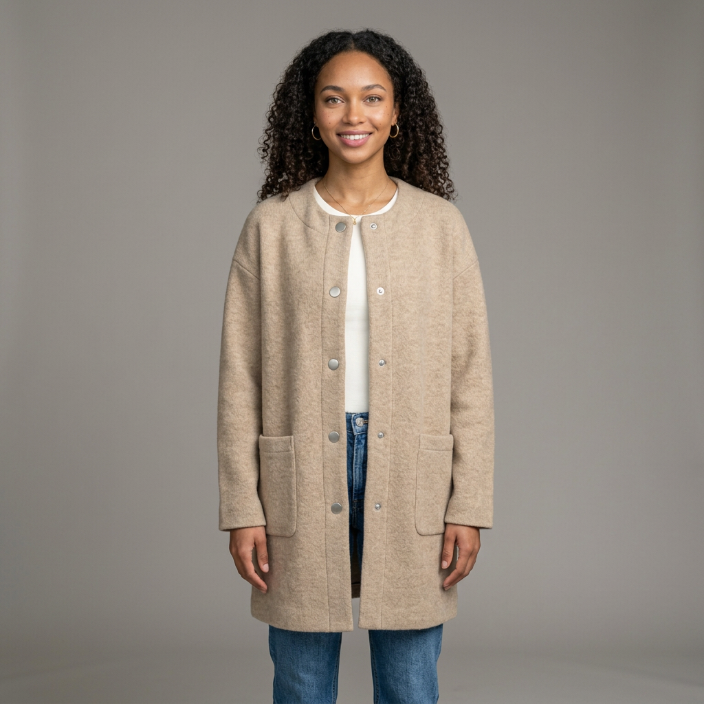 Women's Wool Blend with Button Closure Longline Coat, Relaxed Fit