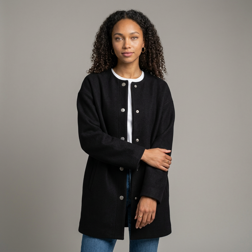 Women's Wool Blend with Button Closure Longline Coat, Relaxed Fit