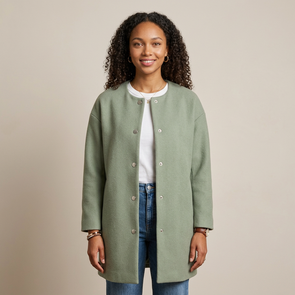 Women's Wool Blend with Button Closure Longline Coat, Relaxed Fit
