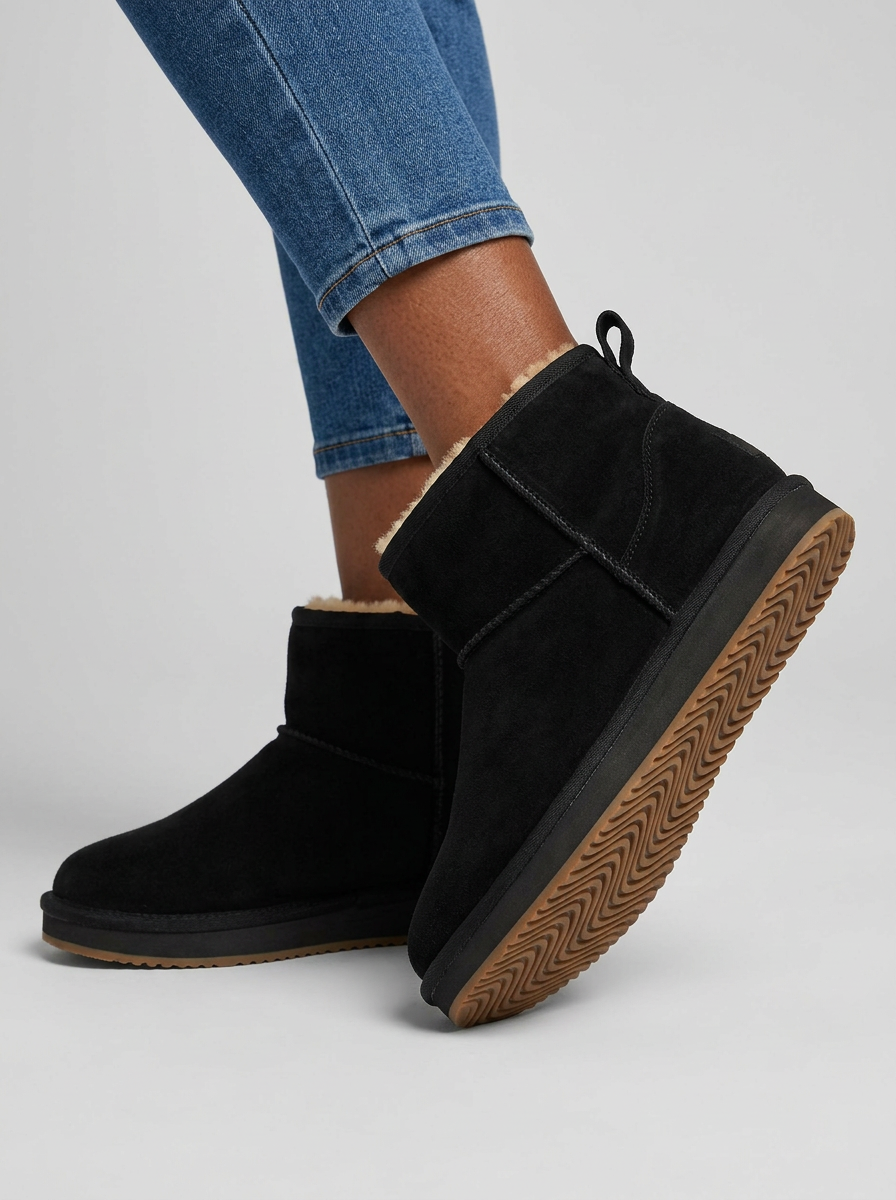 Women’s Suede Platform Ankle Boots – Slip-On Winter Shoes