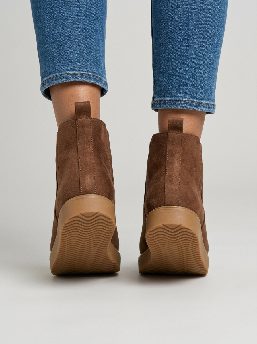 Women’s Suede Platform Ankle Boots – Slip-On Winter Shoes
